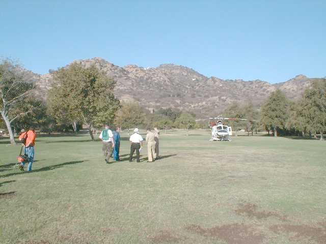 Helicopter being Approached Safely by Us